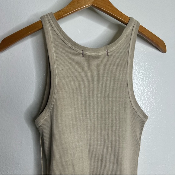NWT AMO 100% Cotton Ribbed Scoop Neck Tan Tank Top - Picture 7 of 10